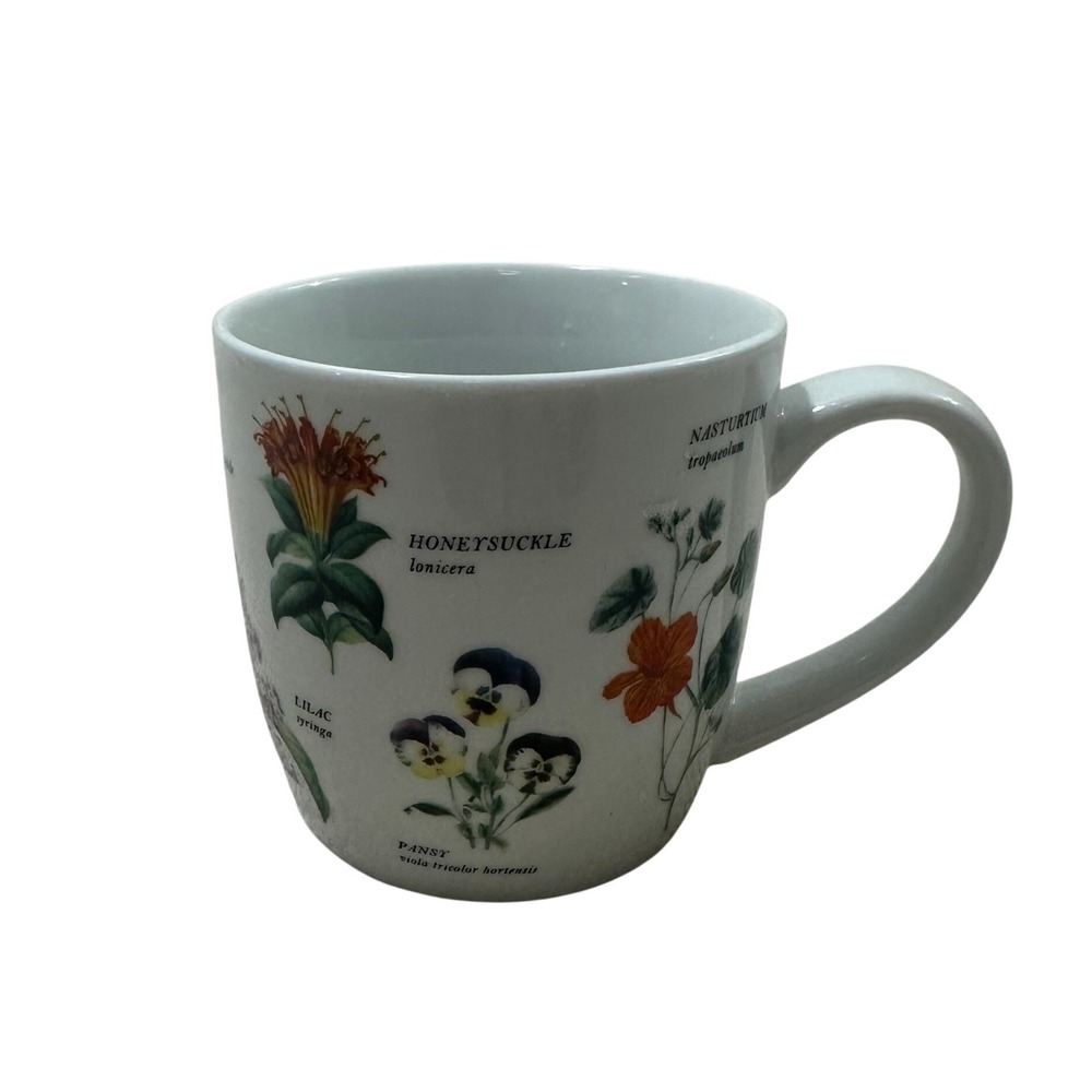 Now‎ Designs Botanical Garden Floral Ceramic Coffee Mug White 4 Inch Height